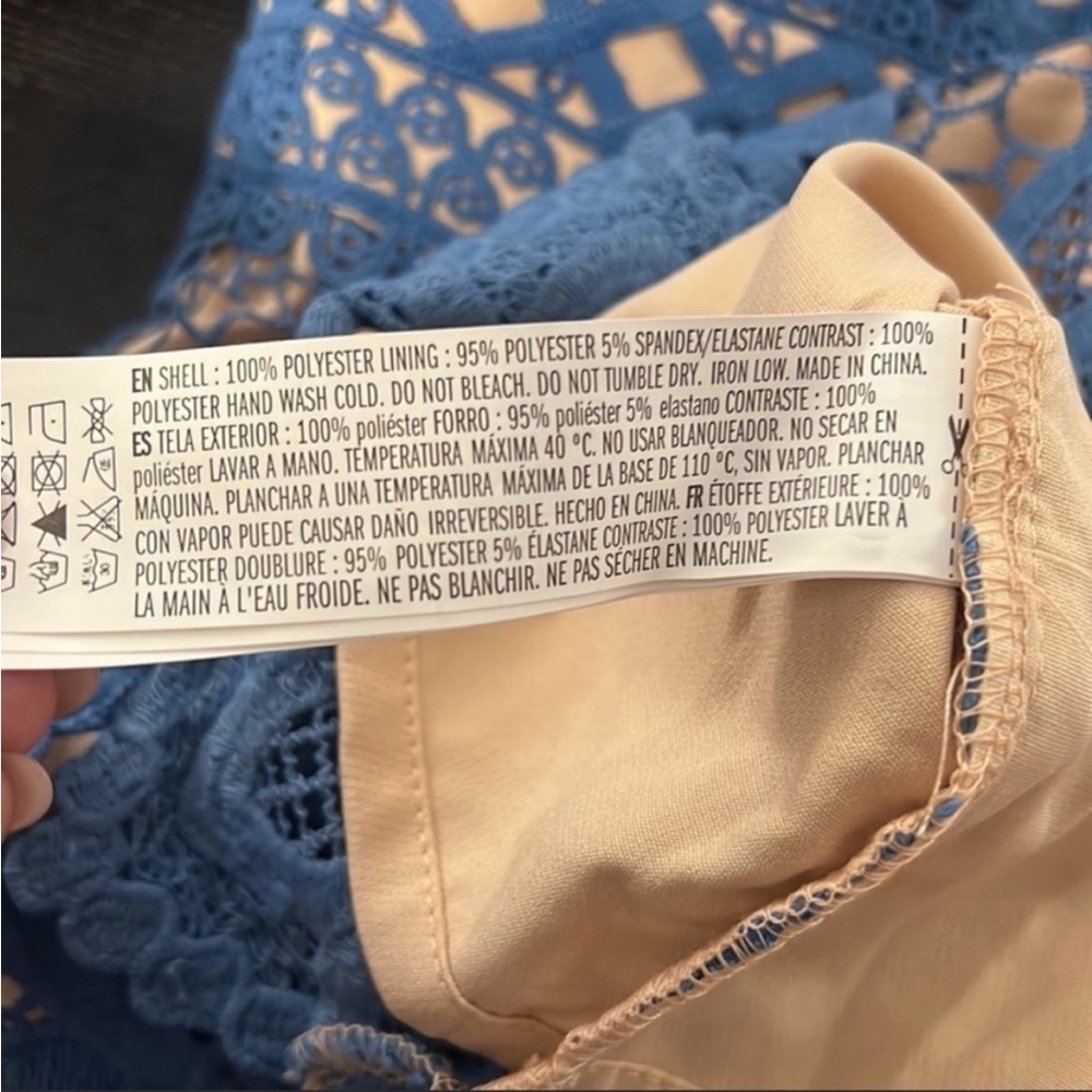 NWOT - Endless Rose - Blue & Nude Lace Strapless Mini Dress - Picture 9 of 9